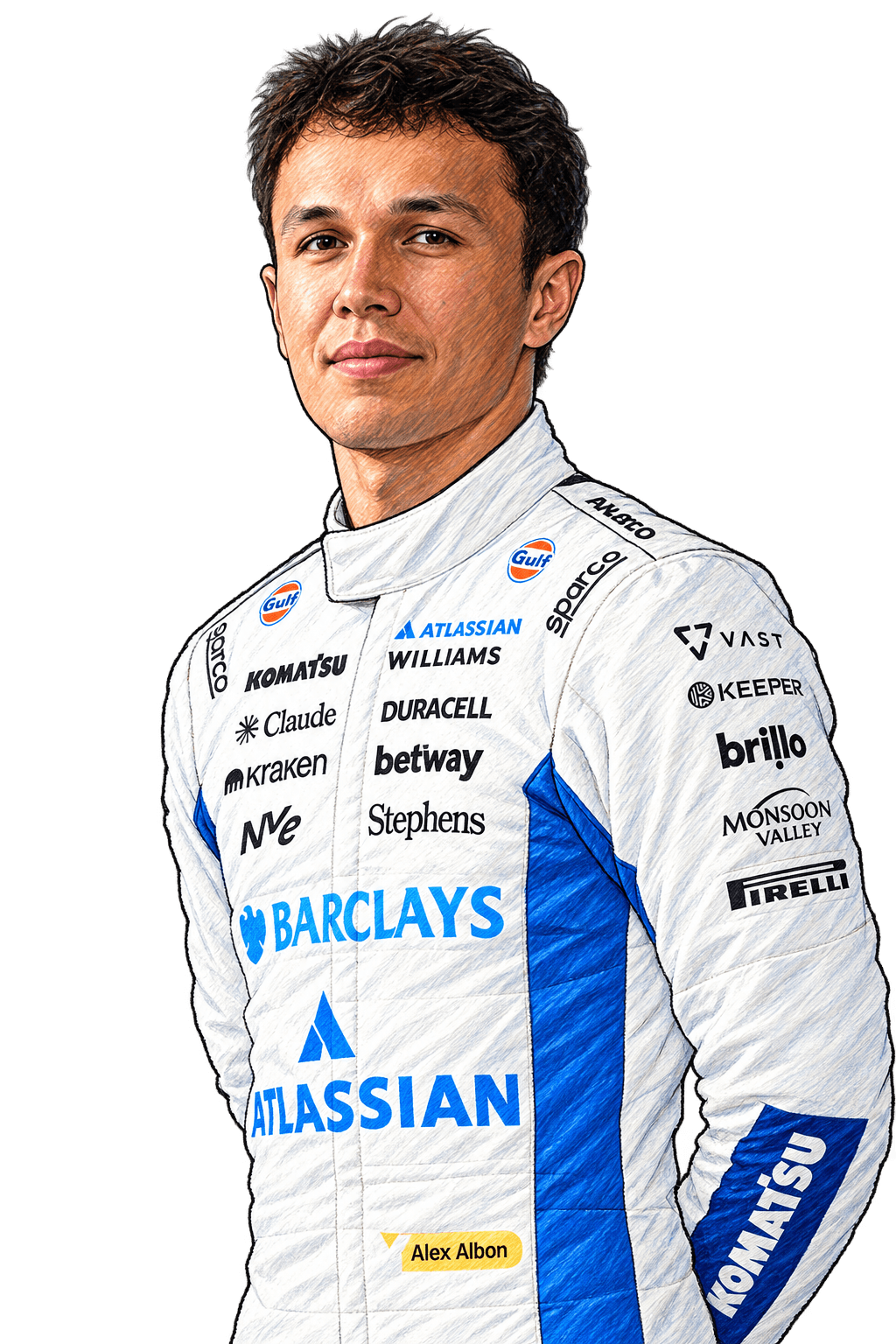 Illustrated portrait of Alexander Albon