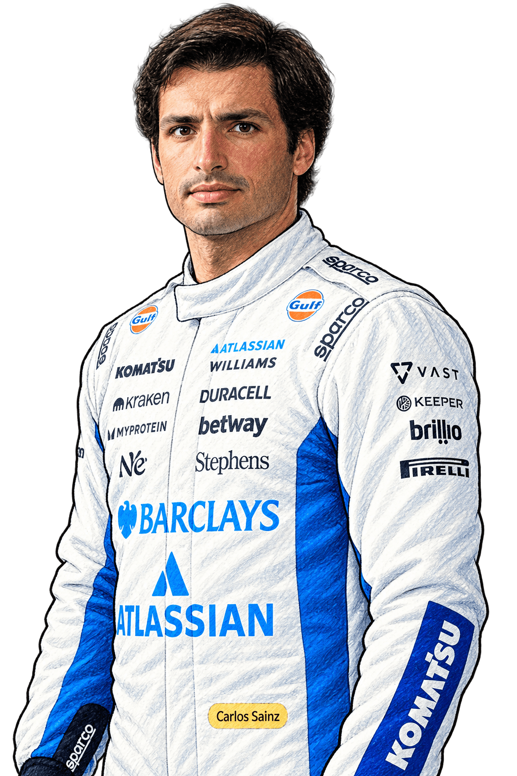 Illustrated portrait of Carlos Sainz