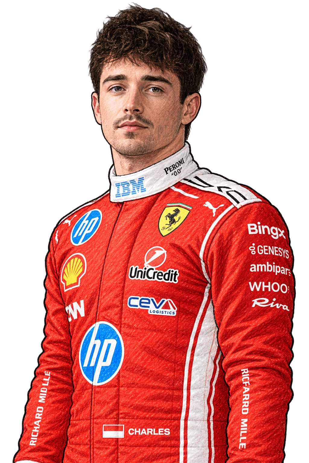 Illustrated portrait of Charles Leclerc