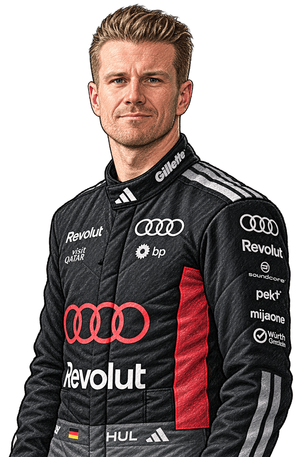 Illustrated portrait of Nico Hulkenberg