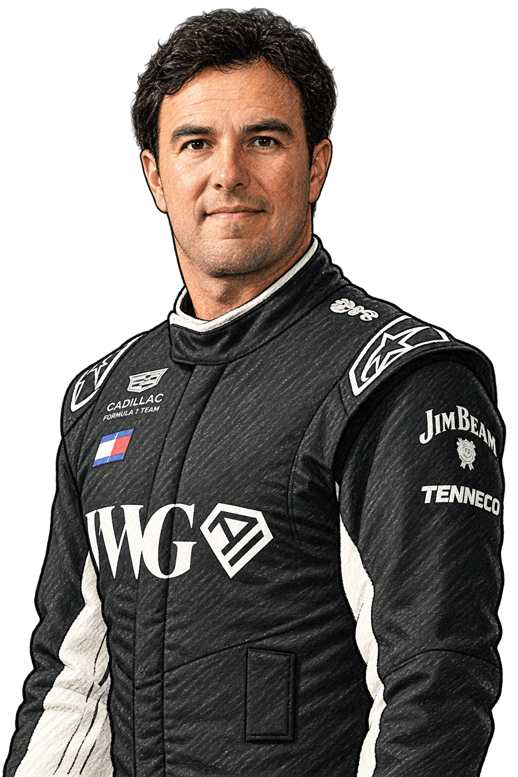 Illustrated portrait of Sergio Perez
