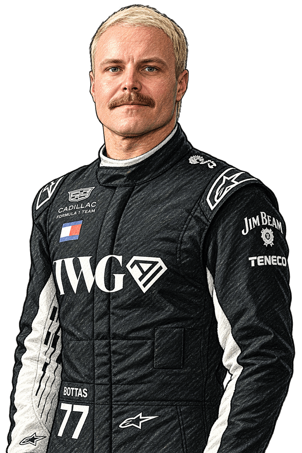 Illustrated portrait of Valtteri Bottas