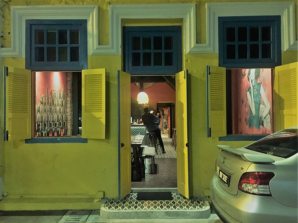 The shophouse entrance to Concubine KL on Lorong Panggung, photographed in 2019.