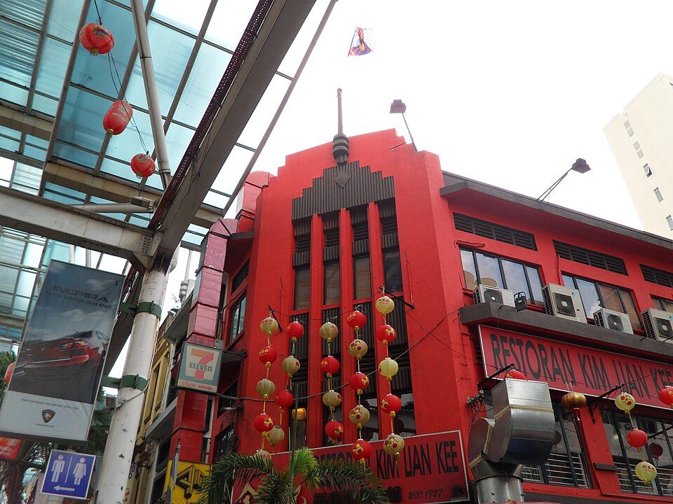 Kim Lian Kee’s red Art Deco building at Petaling Street; archive photograph from 2013.
