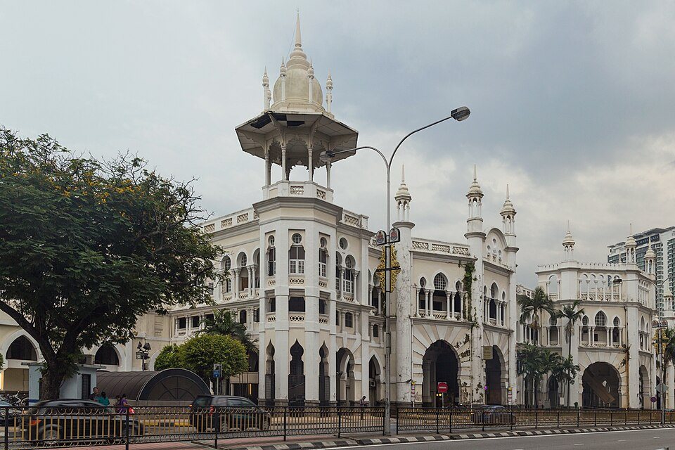 The white arches and domed towers of the old Kuala Lumpur Railway Station.