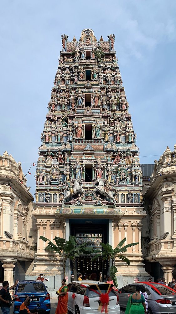 The colourful gopuram at Sri Maha Mariamman Temple in Kuala Lumpur.